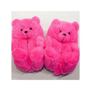 Teddy bear slippers Hot pink one size fits all